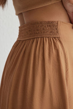 TRENDYOLMILLA Ac?k Kahverengi Dokumlu Kumas A-line Kal?p Midi Boy Dokuma Etek TWOSS25ET00072  фото 5