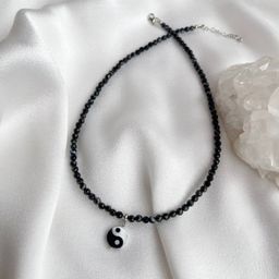 Чокер с подвеской "Инь-Янь" из Агата полосатого 38см +