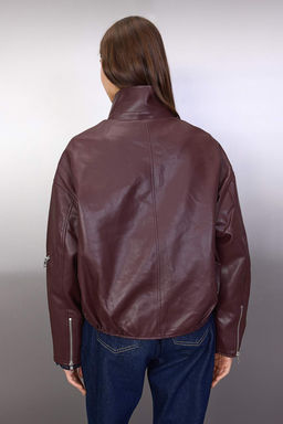 Kahverengi Oversize Kal?p Suni Deri Bomber Ince Ceket Mont TWOAW26MO00053 - Trendyolmilla фото 7