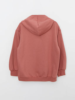 Kap??onlu Nak??l? Uzun Kollu K?z ?ocuk Sweatshirt - Waikiki фото 3