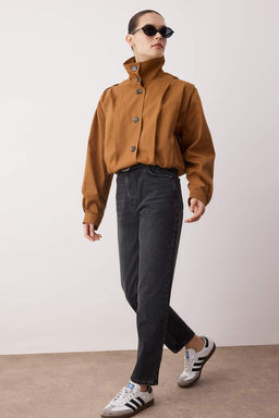 Koyu Mavi Yuksek Bel Mom Jeans TWOAW26JE00159 - Trendyolmilla фото 8