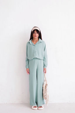 9986 Брюки-палаццо светло-аквамариновые летние - Martichelli фото 4