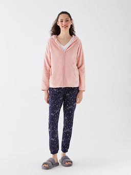 Kap??onlu D?z Uzun Kollu Kad?n Pel?? Pijama ?st