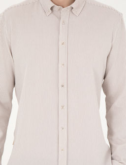 Bej Slim Fit Uzun Kollu G_mlek