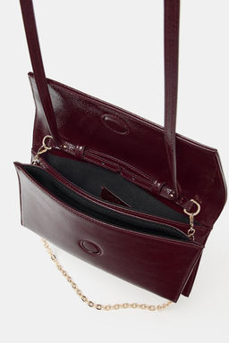 BOLSO DE HOMBRO EFECTO ACHAROLADO / Rojo Burdeos - Zara фото 5