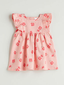 Bisiklet Yaka ?i?ekli K?z Bebek Elbise