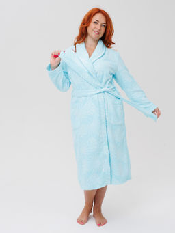 Женский махровый халат с шалькой Бамбук морская волна МЗ-02 Бамбук (58)