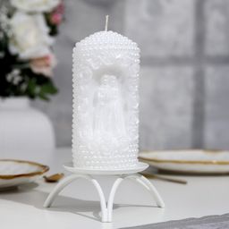 Свеча-цилиндр свадебная Влюбленные, 14х6,5см, белая, 48 ч, домашний очаг