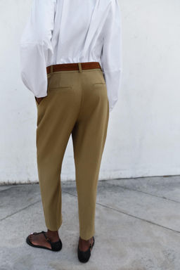 PANTAL?N PINZAS CINTUR?N / Khaki - Zara фото 7