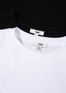 2li Kad?n Basic Tisort - Mavi фото 10