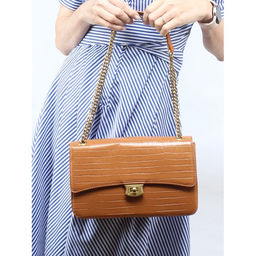 Сумка женская искусственная кожа DJ-7002-2-CARAMEL, 2отд, плечевой ремень (цепочка), карамель SALE 255996 - Adelia фото 5