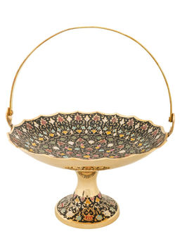 Ваза-фруктовница( 24х24х14) на ножке с ручкой 9 №Кт3275/9/2 (эмаль черная)