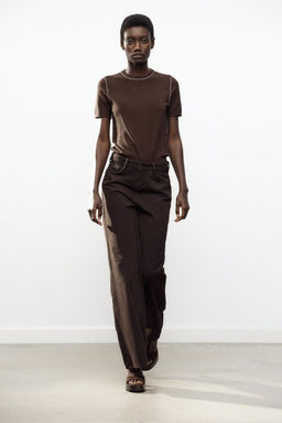 SHORT SLEEVE KNIT TOP WITH PIPING - Zara фото 4