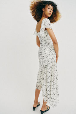VESTIDO MIDI LUNARES / Blanco / Negro - Zara фото 7