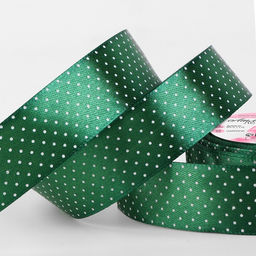 Лента атласная «Горошек», 25 мм, 23±1 м, зелёная №128