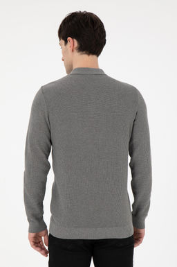 Erkek Regular Fit Yar_m Fermuarl_ Gri Melanj Basic Kazak - U.s. polo assn фото 5