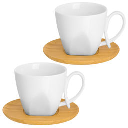 Чашка для капучино и кофе латте 200 мл 11*7,5*7 см "Айсберг" + дерев. подставка (2 шт.)