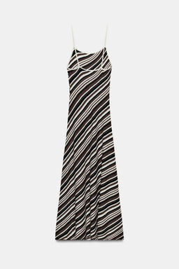 VESTIDO MIDI R?STICO RAYAS / Negro / Marr?n - Zara фото 9