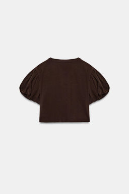CAMISETA CROP MANGA VOLUMEN / Chocolate - Zara фото 8