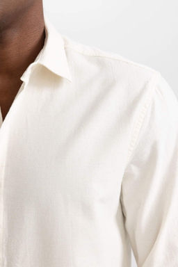 Льняная рубашка обычного кроя с длинным рукавом - Defacto фото 5
