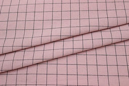 Вареный (стираный) хлопок Черная клетка (1.8*1.8см) цв.пыльный розово-сиреневый, ш.2.5м, хл-100% - Купава фото 2