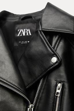 FAUX LEATHER CROPPED BIKER JACKET - Zara фото 7
