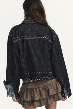 STUDDED DENIM-EFFECT JACKET - Zara фото 6