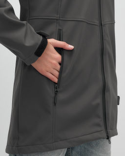 Парка спортивная женская с капюшоном softshell темно-серого цвета 9568TC - Mtforce фото 49