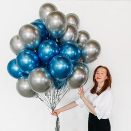 Шары воздушные, набор «Сине-серебряный», латекс, хром, 50 шт.