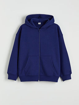 Kap??onlu K?z ?ocuk Kal?n Fermuarl? Sweatshirt