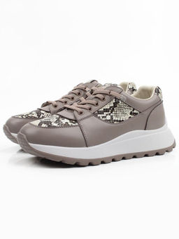 03-A847-11 GRAY/BROWN Кроссовки женские (натуральная кожа)