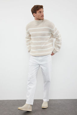 TRENDYOL MAN Lacivert Casual Unisex Oversize Fit Genis Kal?p Cizgili Triko Kazak TMNAW24KZ00017 - Trendyolmilla фото 3