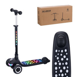 Самокат трехколесный Slider, светящиеся полиуретановые колёса и платформа, руль складной