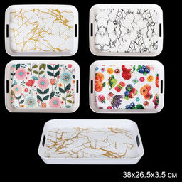 Поднос прямоугольный 38х27 см / 3827 /уп 80/с ручками - Галеонтрейд фото 6