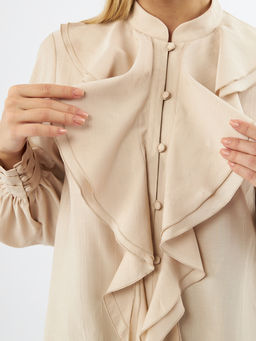 Блузкас отлетными рюшами OD-914-1 бежевый - Tantino фото 11