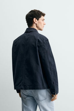 SOBRECAMISA RELAXED FIT CANVAS LAVADO / Marino oscuro - Zara фото 3