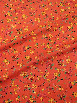 Штапель Премиум Цветочная грация цв.оранжево-красный, ш.1.45м, вискоза-100%, 120гр/м.кв - Купава фото 7