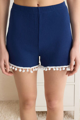 Trendyolmilla Lacivert Ponpon Detayl? Fitilli Sortlu Orme Pijama Tak?m? THMSS25PT00073  фото 4