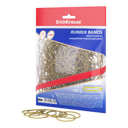 АКЦИЯ Цена за 1 шт. Канцелярские резинки для денег ErichKrause диаметр 40 мм/длина 60 мм, натур.цвет (в пакете с европодвесом по 100г.)