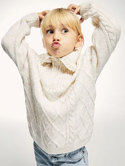 Polo Yaka Kendinden Desenli Uzun Kollu K?z ?ocuk Triko Kazak - Waikiki фото 2