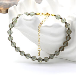 Браслет с султанитом шарик с гранями 5мм, 19см, 9,9г