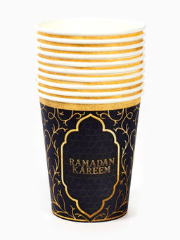 Цена за 10 шт. Стакан одноразовый бумажный «Ramadan», синий, 250 мл