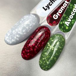 FLAKE base Granat бордовая база с белыми шестигранниками - Patrisa nail фото 2