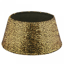 Юбка под елку новогоднюю "Новогодняя ночь" д40см, h25см, основание д56см, текстиль, металлический каркас, пайетки, золото на черном (Китай)