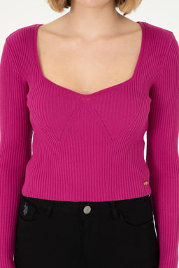 Женский свитер цвета фуксии - U.s. polo assn фото 6