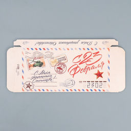 Цена за 5 шт. Коробка для шоколада, кондитерская упаковка С 23 Февраля, 17.3?8.8?1.5 см