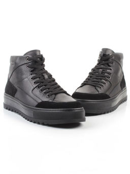 05-B203B-1M-A BLACK Ботинки зимние мужские (натуральная кожа, натуральный мех)