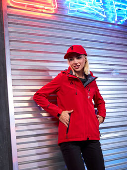 Женская мембранная куртка виндстоппер на флисе Azimuth Сияние 124/23983_711 Красный  фото 5