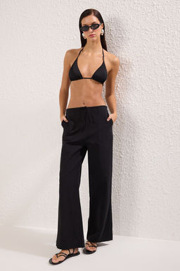 Siyah Dokuma Cep Detayl? Plaj Normal Bel Pantolon TBESS25PL00005