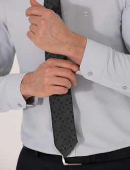 Gri Slim Fit Oxford G_mlek